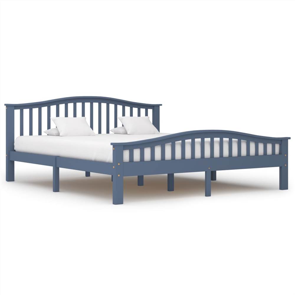 

Bed Frame Grey Solid Pinewood 180x200 cm