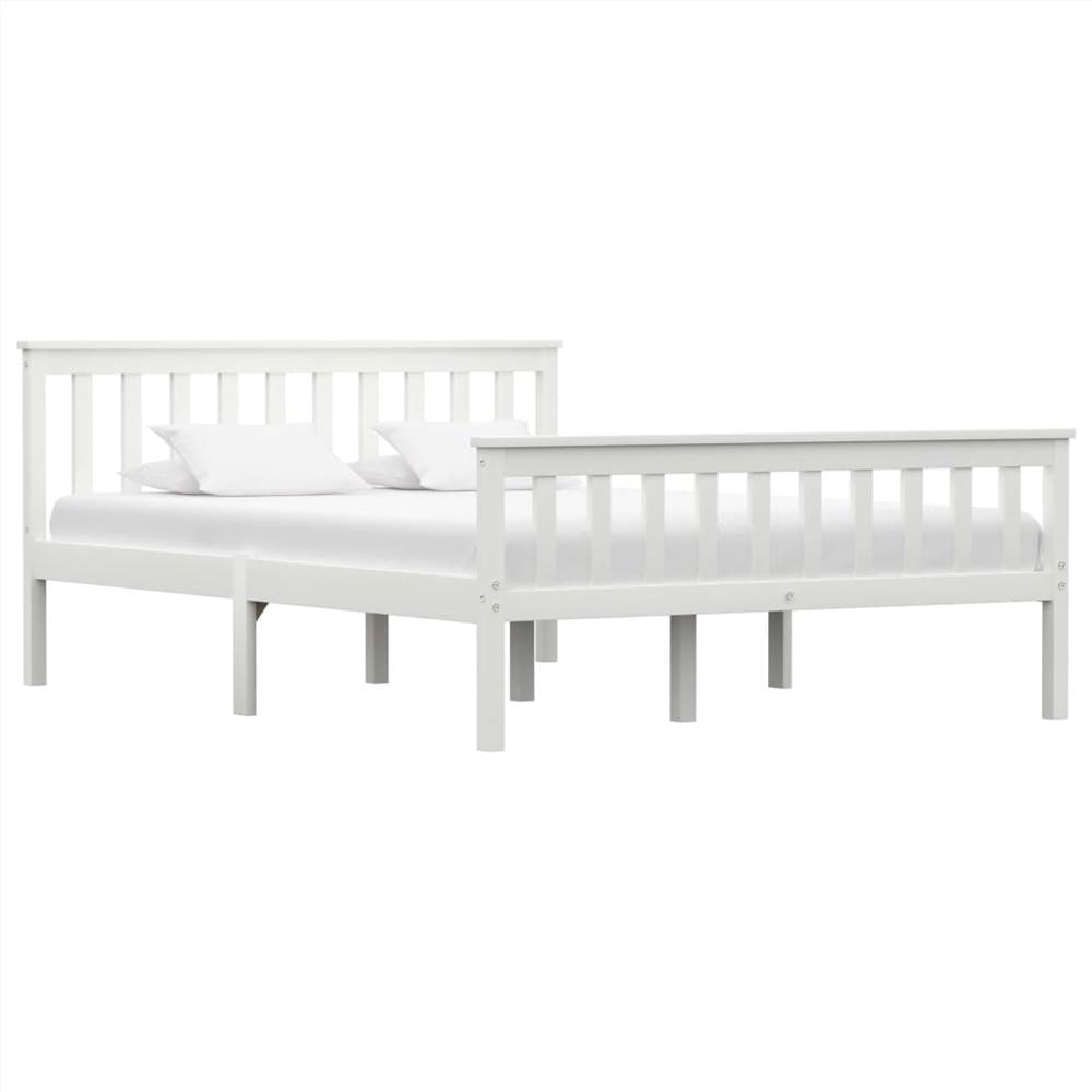

Bed Frame White Solid Pinewood 135 x 190 cm