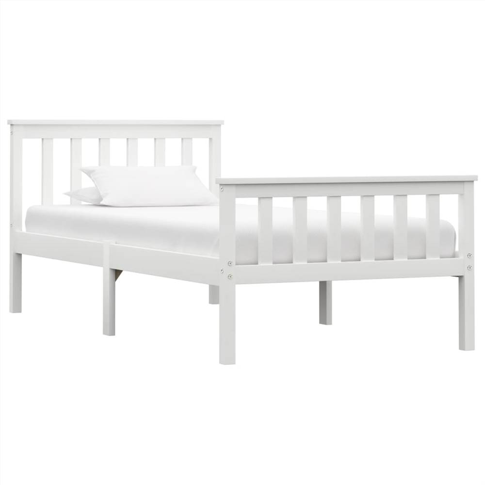 Bed Frame White Solid Pinewood 90x190 cm
