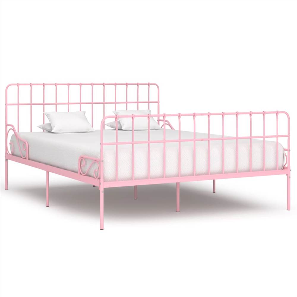

Bed Frame with Slatted Base Pink Metal 200x200 cm