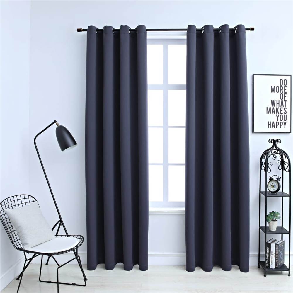 

Blackout Curtains with Metal Rings 2 pcs Anthracite 140x245 cm
