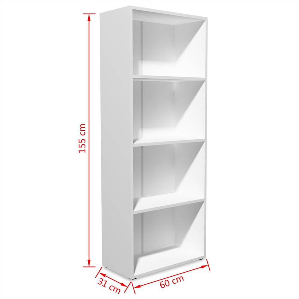 Bookshelf Chipboard 60x31x155 cm white