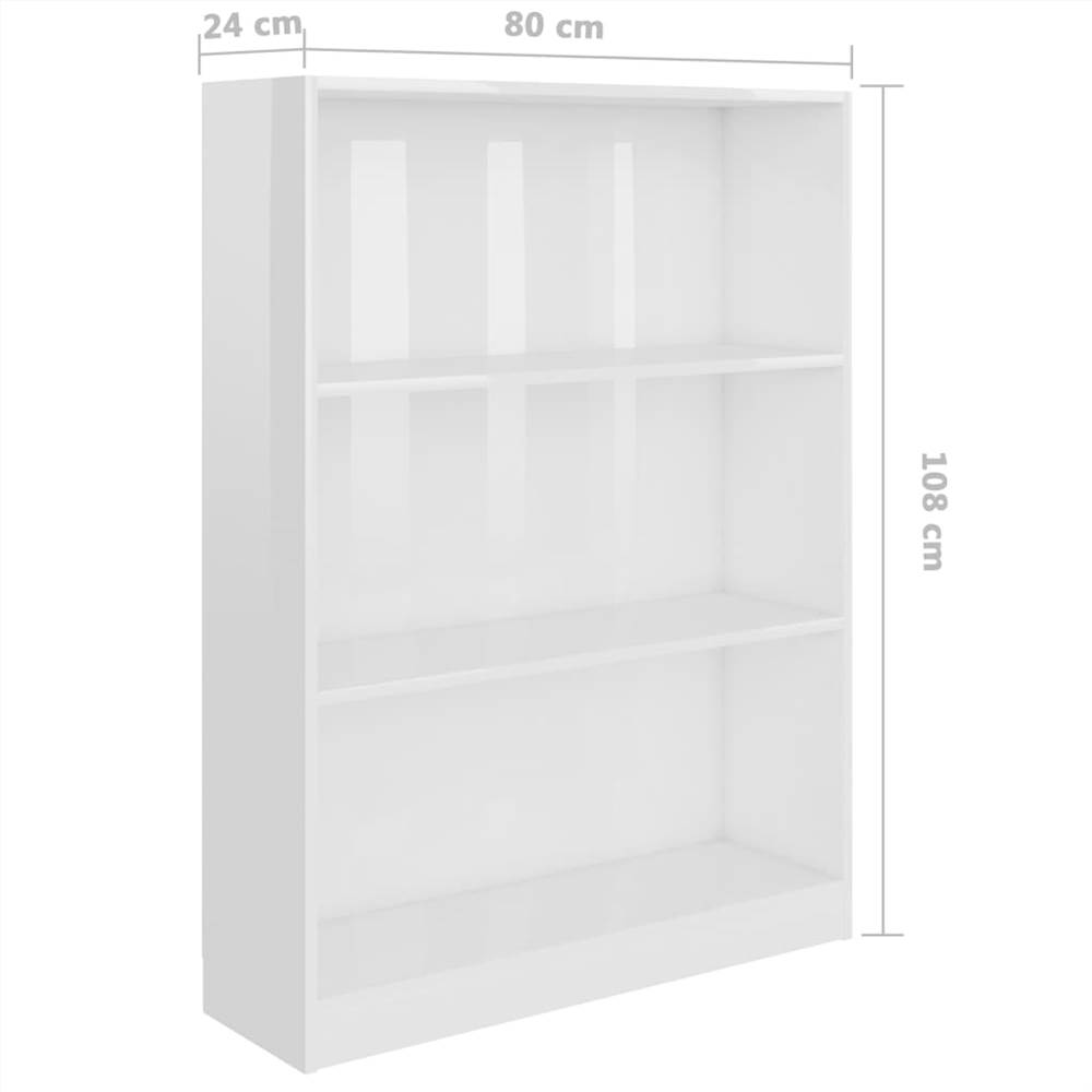 Bookshelf High Gloss White 80x24x108 cm Chipboard