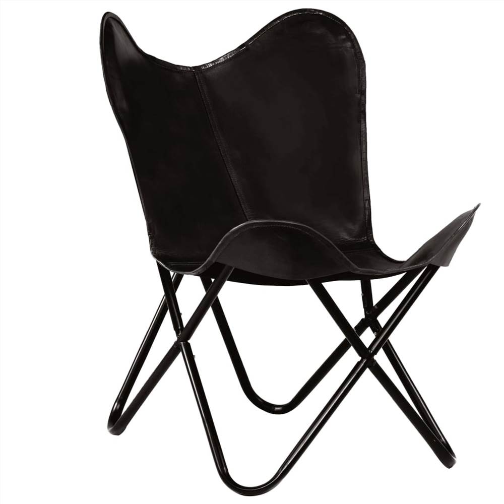 Butterfly Chairs 4 pcs Black Kids Size Real Leather
