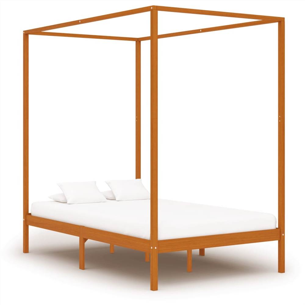 

Canopy Bed Frame Honey Brown Solid Pine Wood 120x200 cm