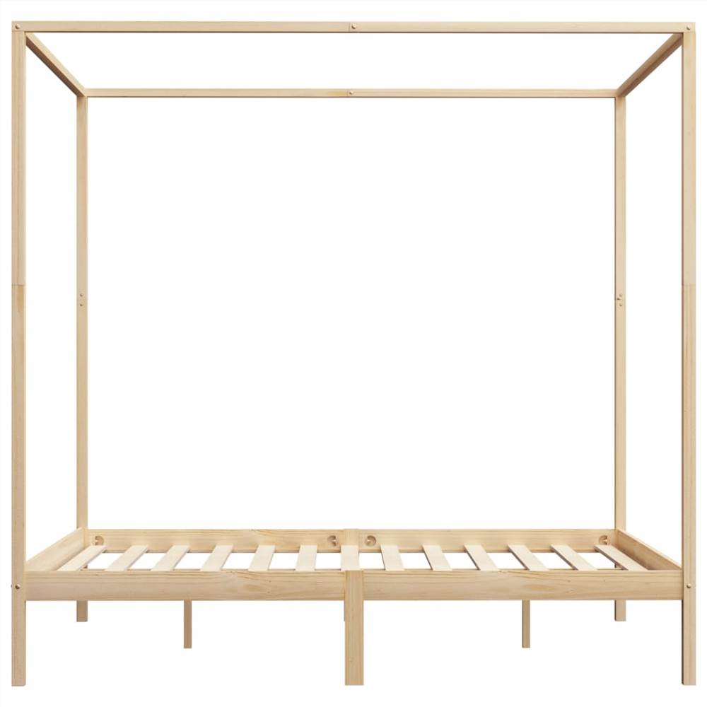 Canopy Bed Frame Solid Pine Wood 160x200 cm