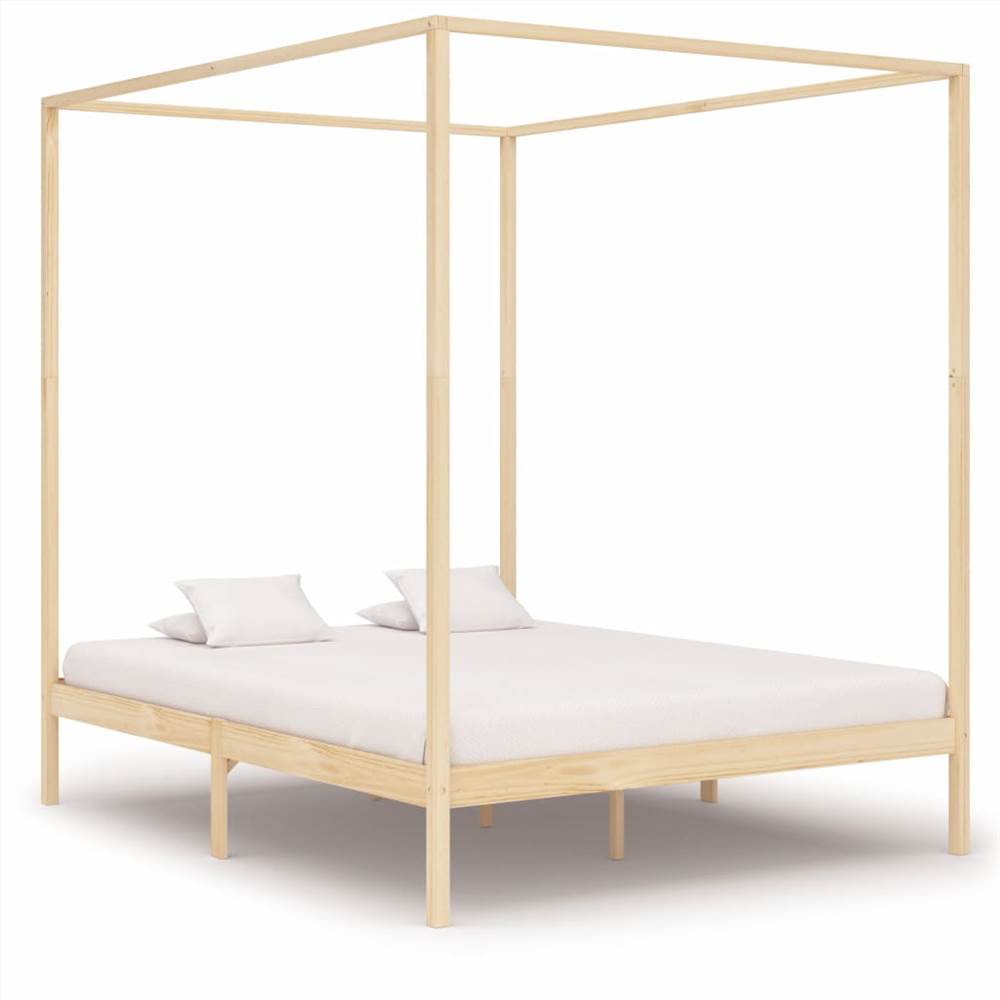 Canopy Bed Frame Solid Pine Wood 6ft, Wood Canopy Bed Frame King