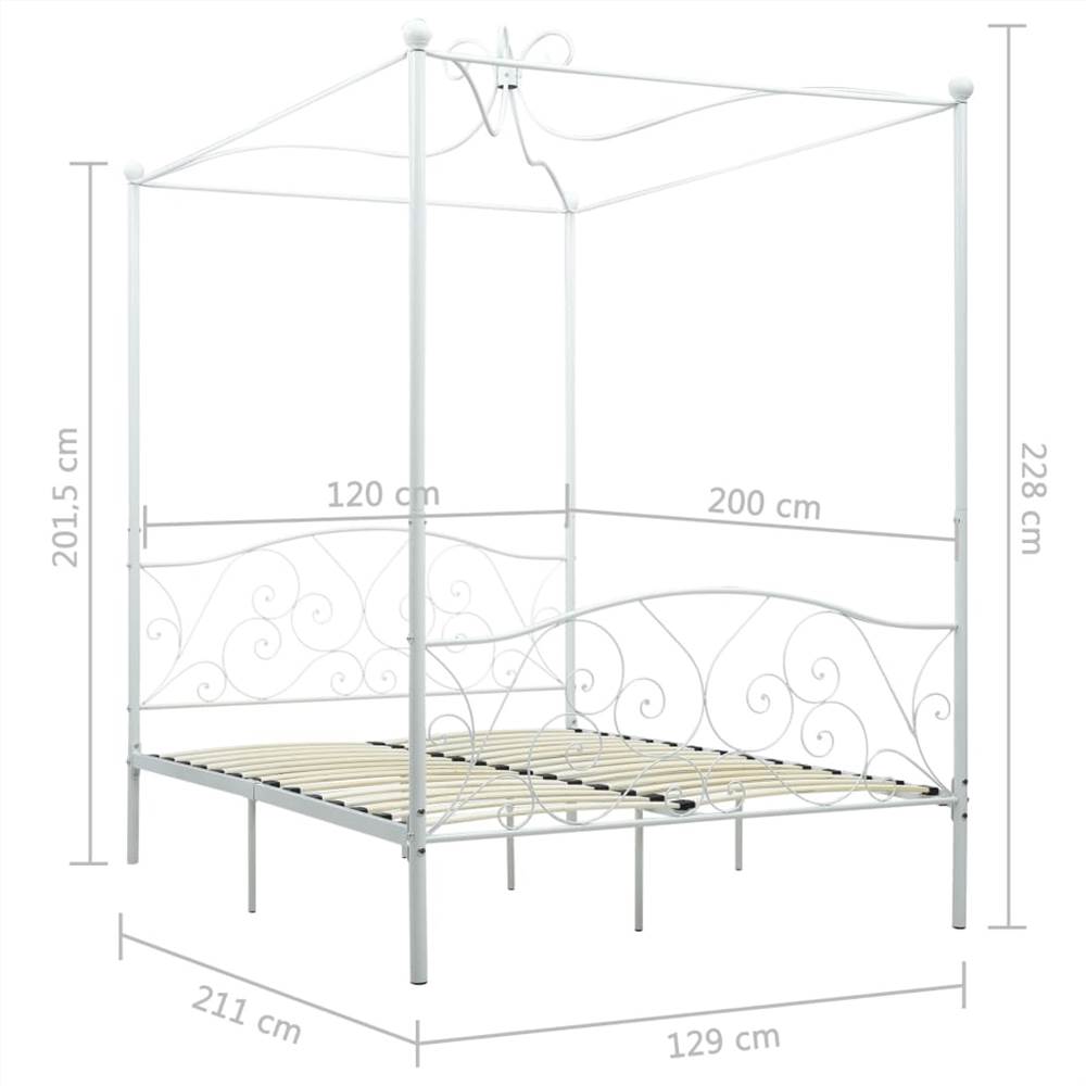 Canopy Bed Frame White Metal 120x200 cm