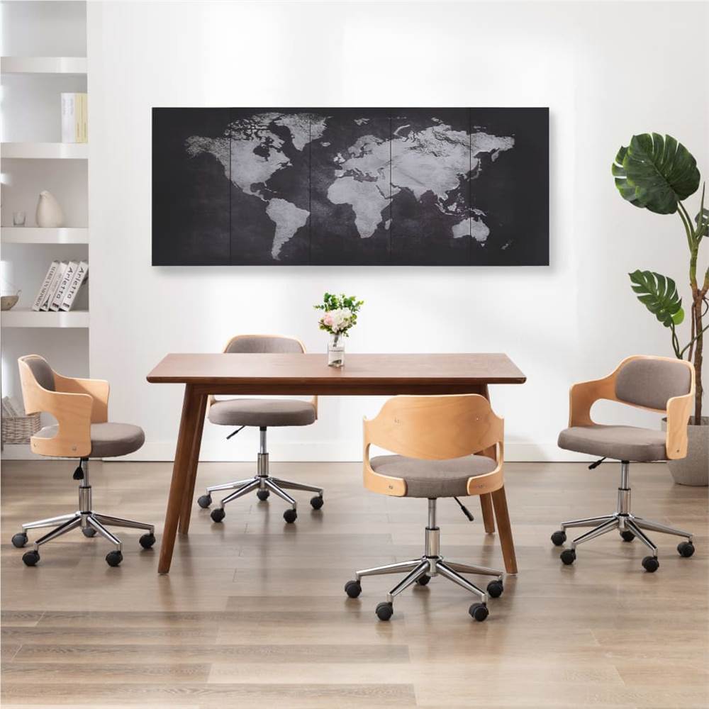 

Canvas Wall Print Set World Map Black 200x80 cm