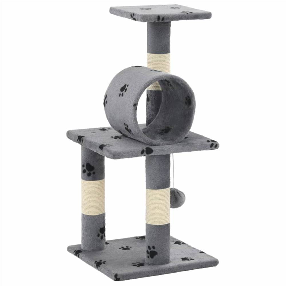 Cat Tree with Sisal Scratching Posts 65 cm Grey Paw Prints