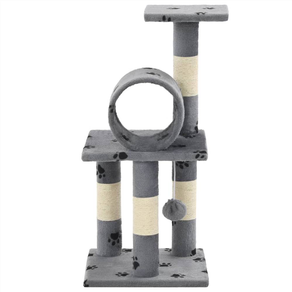 Cat Tree with Sisal Scratching Posts 65 cm Grey Paw Prints