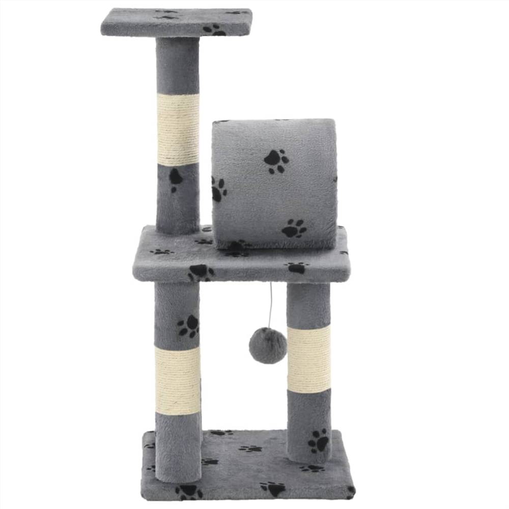 Cat Tree with Sisal Scratching Posts 65 cm Grey Paw Prints