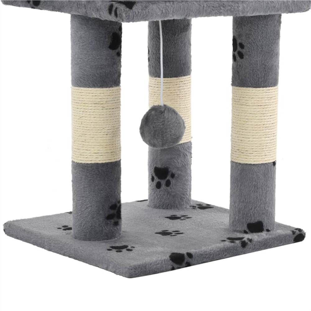 Cat Tree with Sisal Scratching Posts 65 cm Grey Paw Prints
