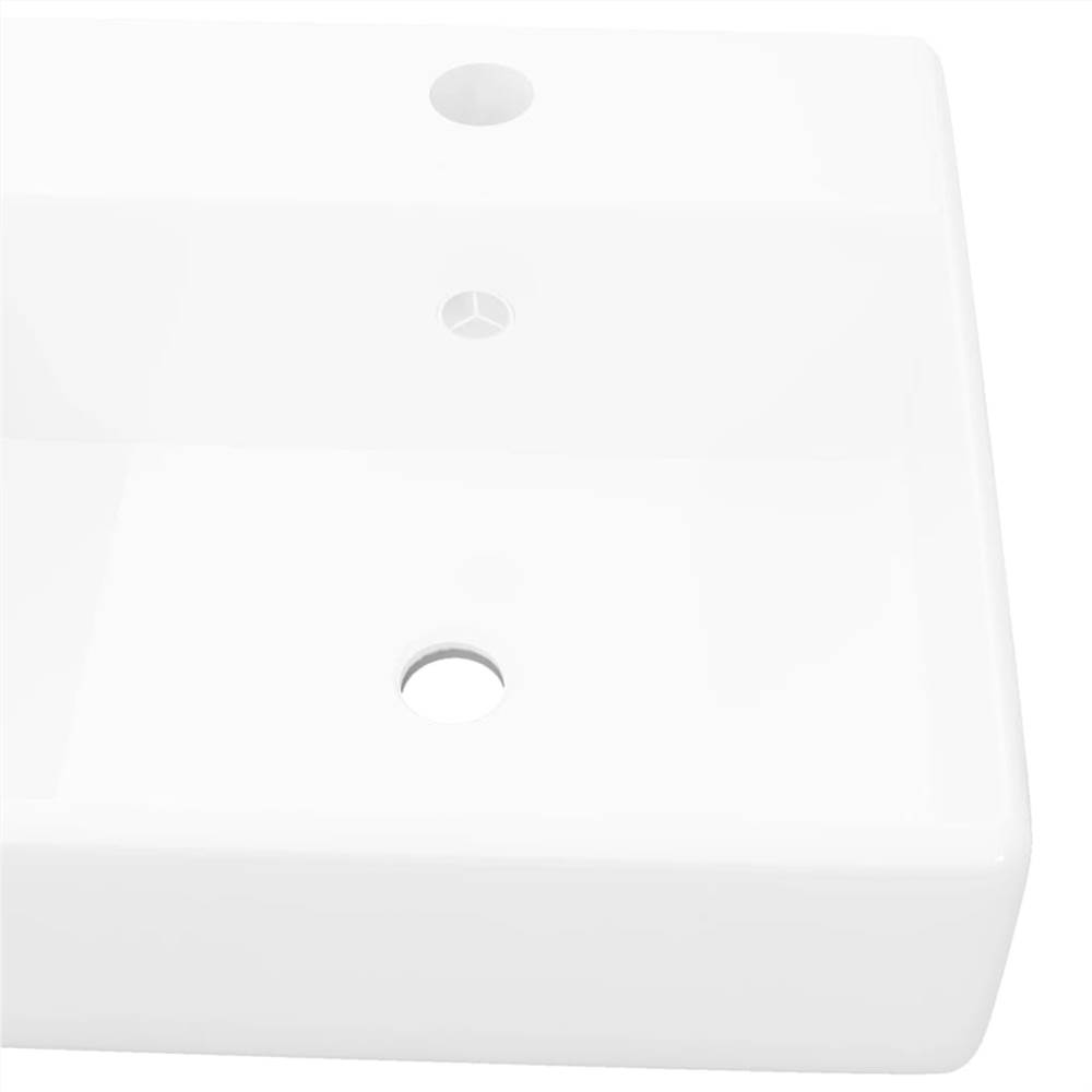 Ceramic Basin Square with Overflow and Faucet Hole 41 x 41 cm