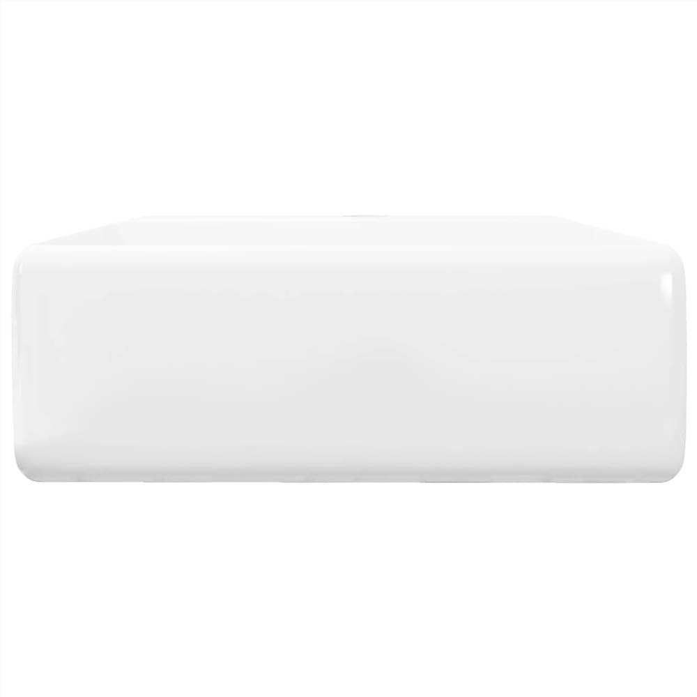 Ceramic Basin Square with Overflow and Faucet Hole 41 x 41 cm