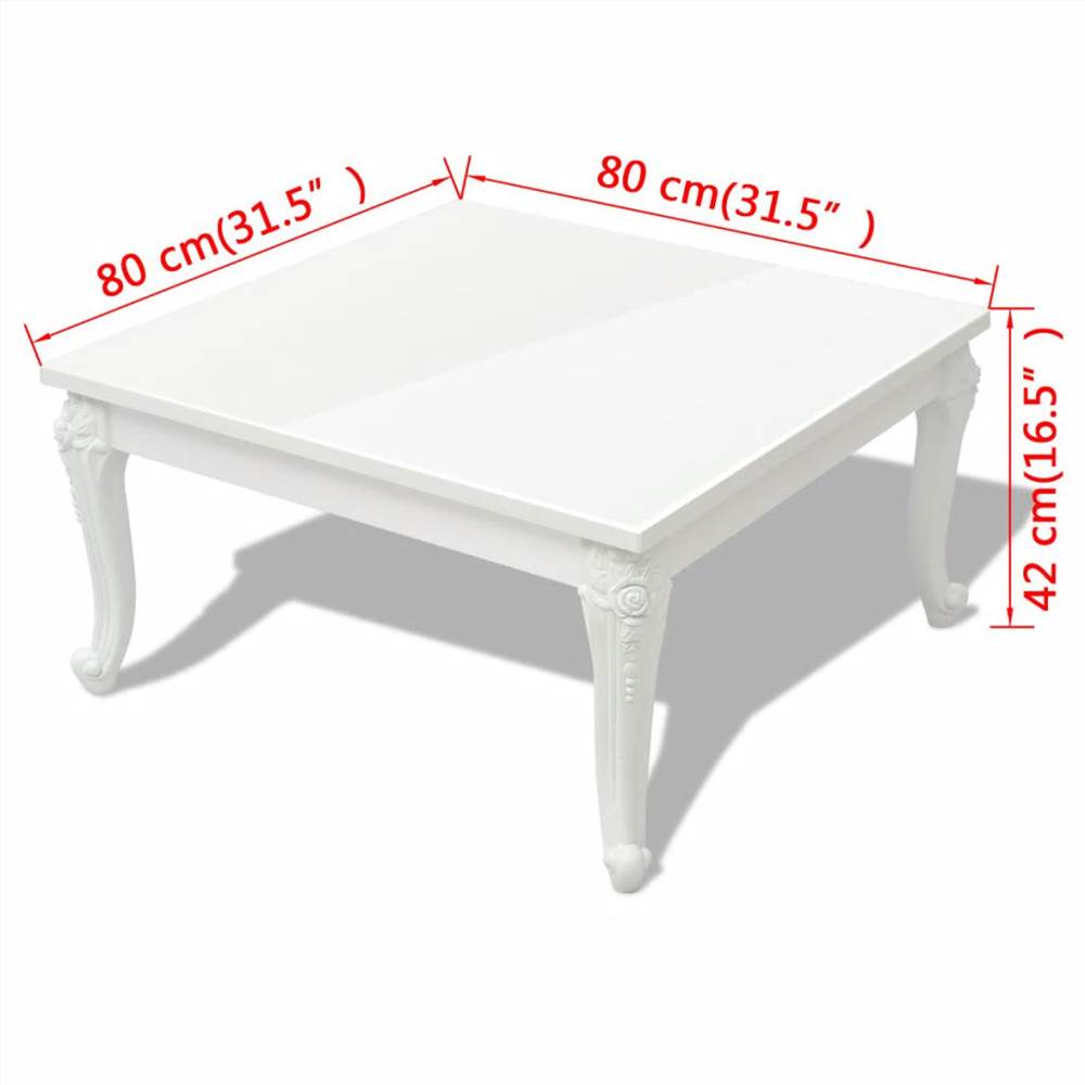 Coffee Table 80x80x42 cm High Gloss White