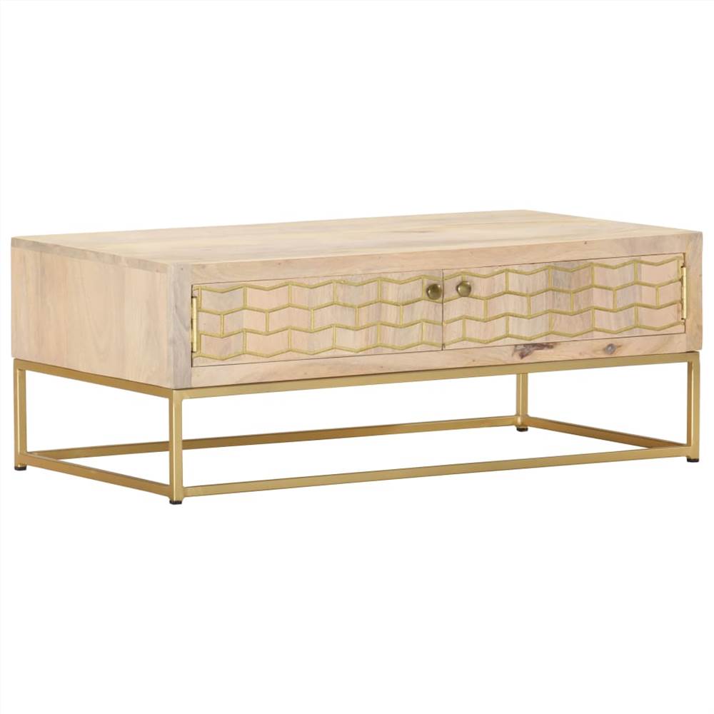 

Coffee Table Gold 90x50x35 cm Solid Mango Wood