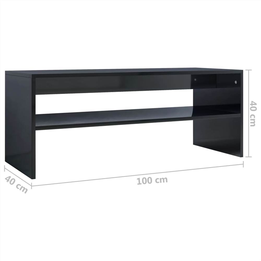 Coffee Table High Gloss Black 100x40x40 cm Chipboard