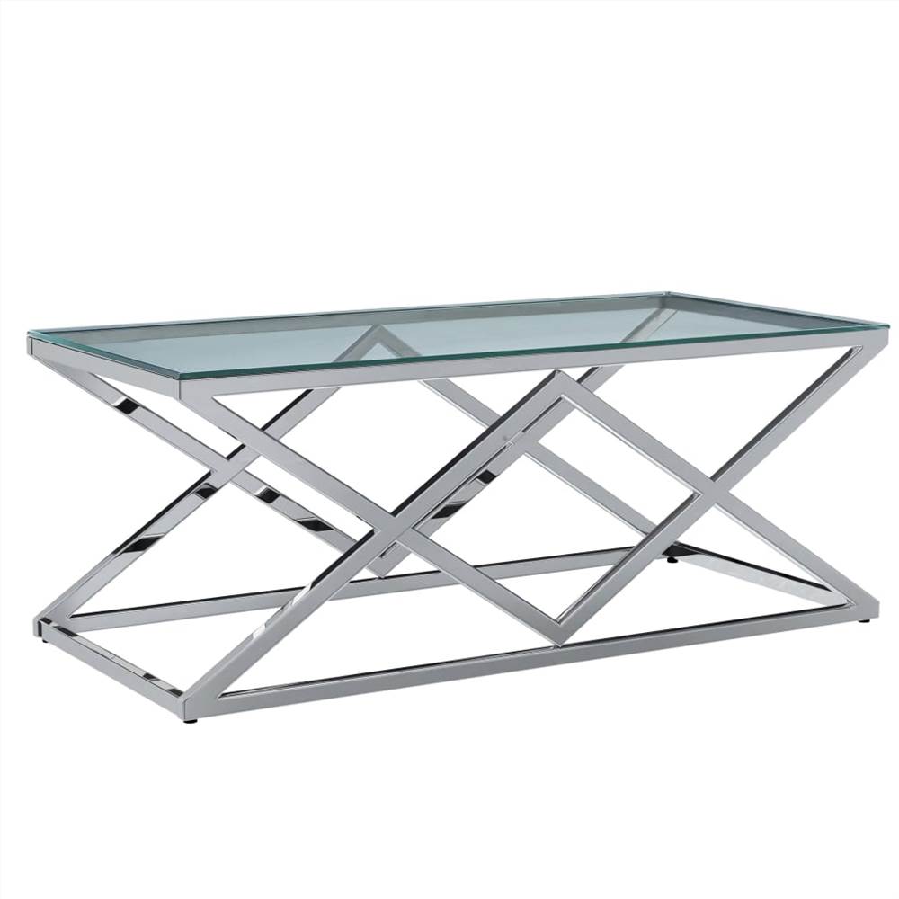 

Coffee Table Transparent 120x60x45 cm Tempered Glass and Stainless Steel