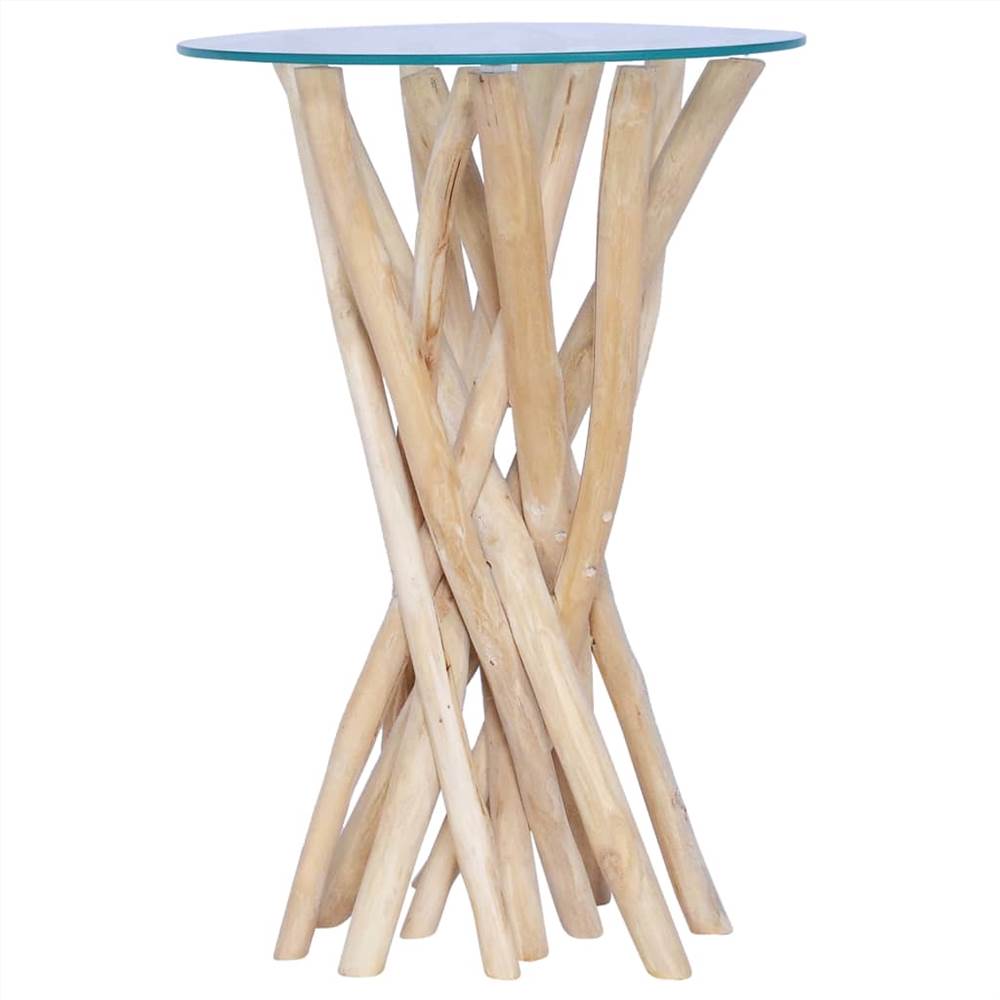 

Coffee Table with Glass Top 35x35x50 cm Solid Teak Wood