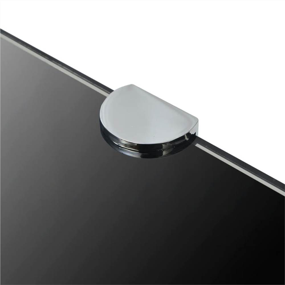 Black Corner Shelf Chrome Supports with Glass Black 25x25cm Floating Display 