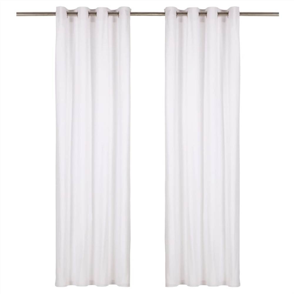 

Curtains with Metal Rings 2 pcs Cotton 140x245 cm White