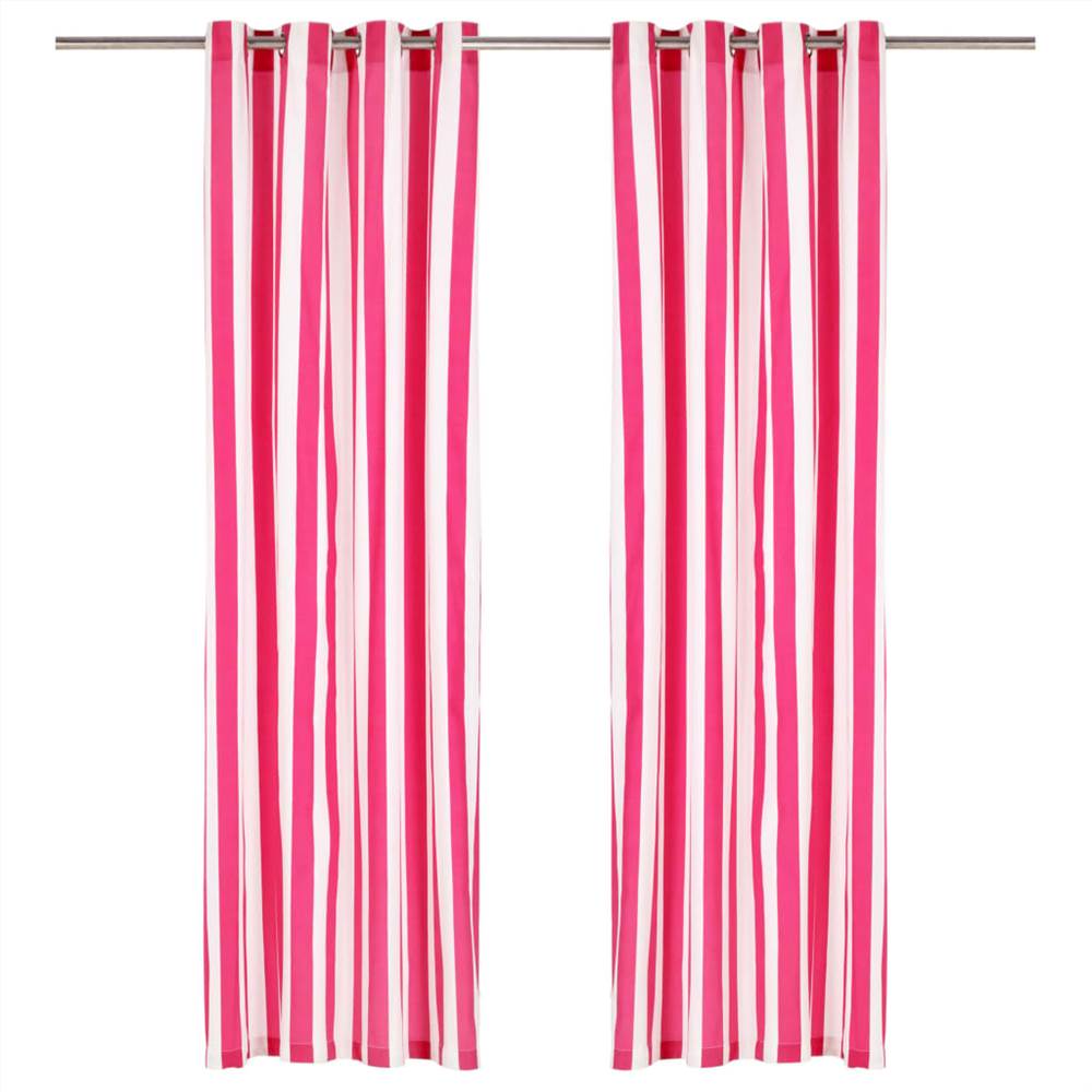 

Curtains with Metal Rings 2 pcs Fabric 140x245 cm Pink Stripe