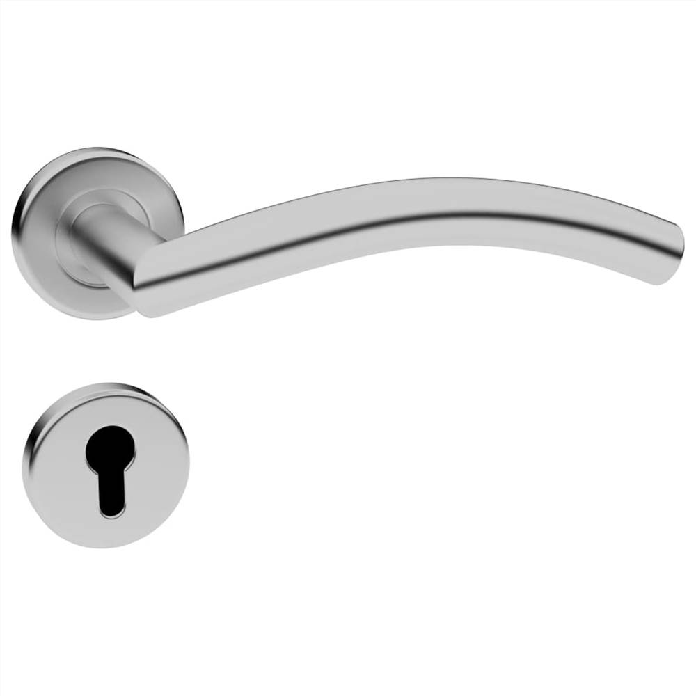 Curved Door Handle Set with PZ Profile Cylinder Stainless Steel