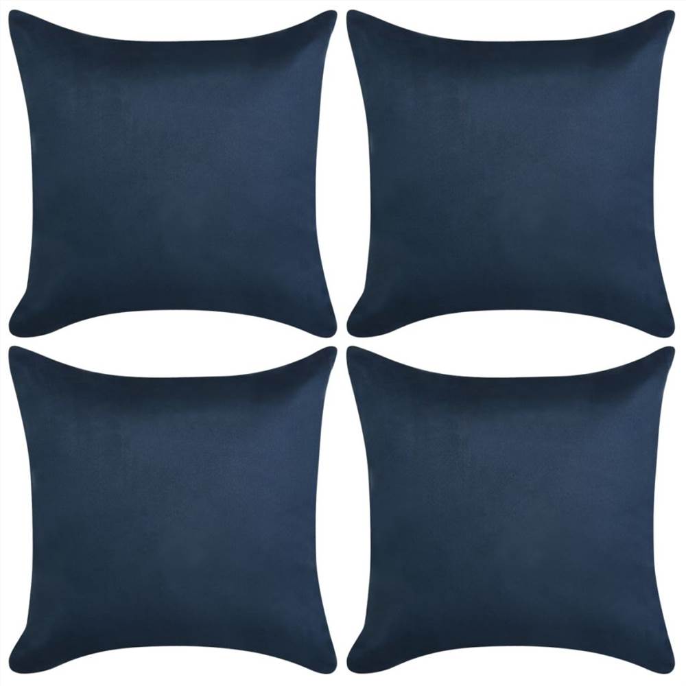Cushion Covers 4 pcs 80x80 cm Polyester Faux Suede Navy