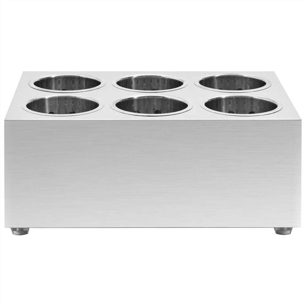Cutlery Holder 6 Grids Square Stainless Steel