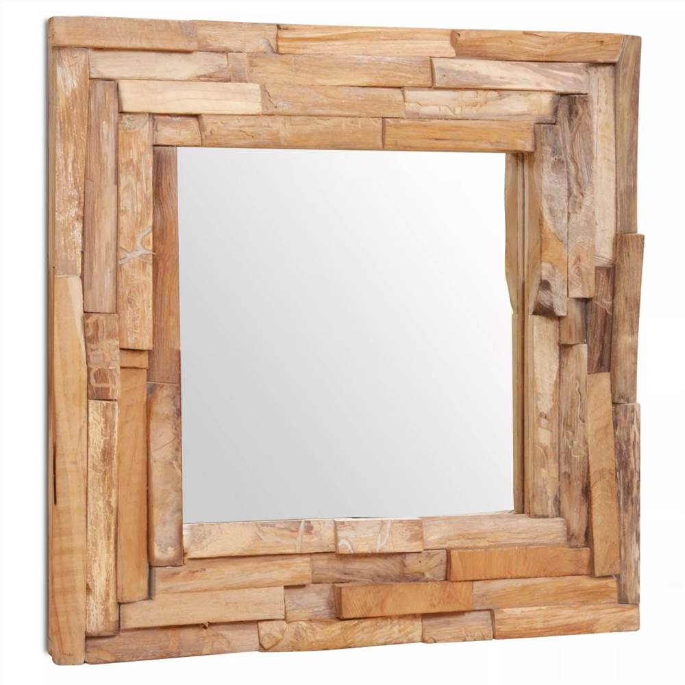 Specchio Decorativo Teak 60x60 cm Quadrato