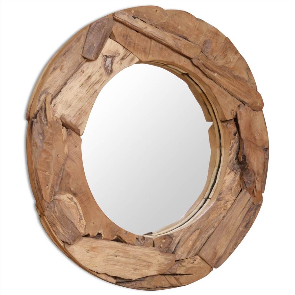 مرآة زخرفية من خشب الساج مستديرة 80 سم