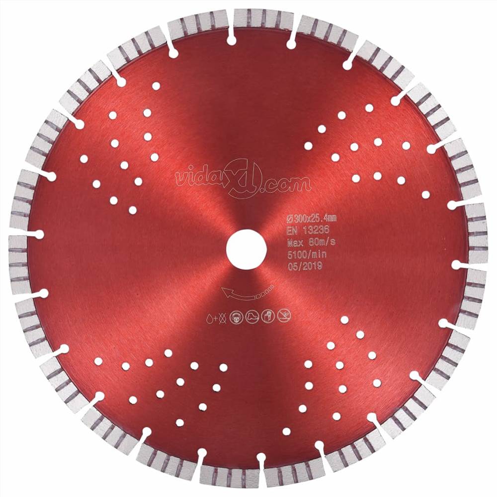 Diamond Cutting Disc with Turbo and Holes Steel 300 mm