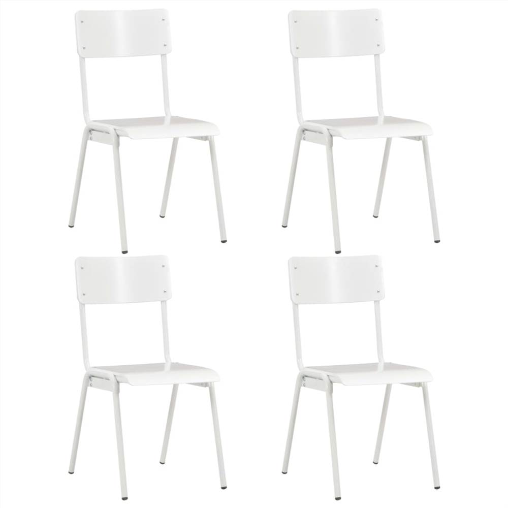 

Dining Chairs 4 pcs White Solid Plywood Steel