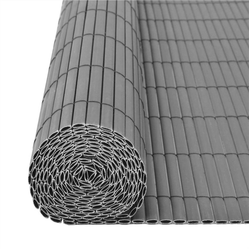 Double-Sided Garden Fence PVC 150x500 cm Grey
