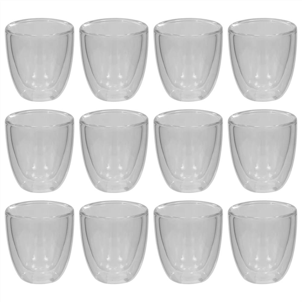 Double Wall Thermo Glass for Espresso Coffee 12 pcs 80 ml