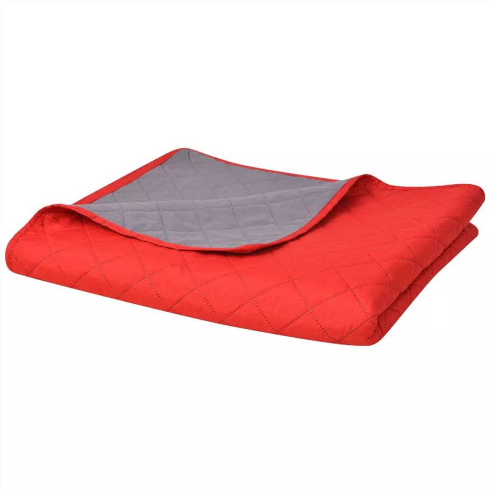 

Double-sided Quilted Bedspread Red and Grey 230x260 cm