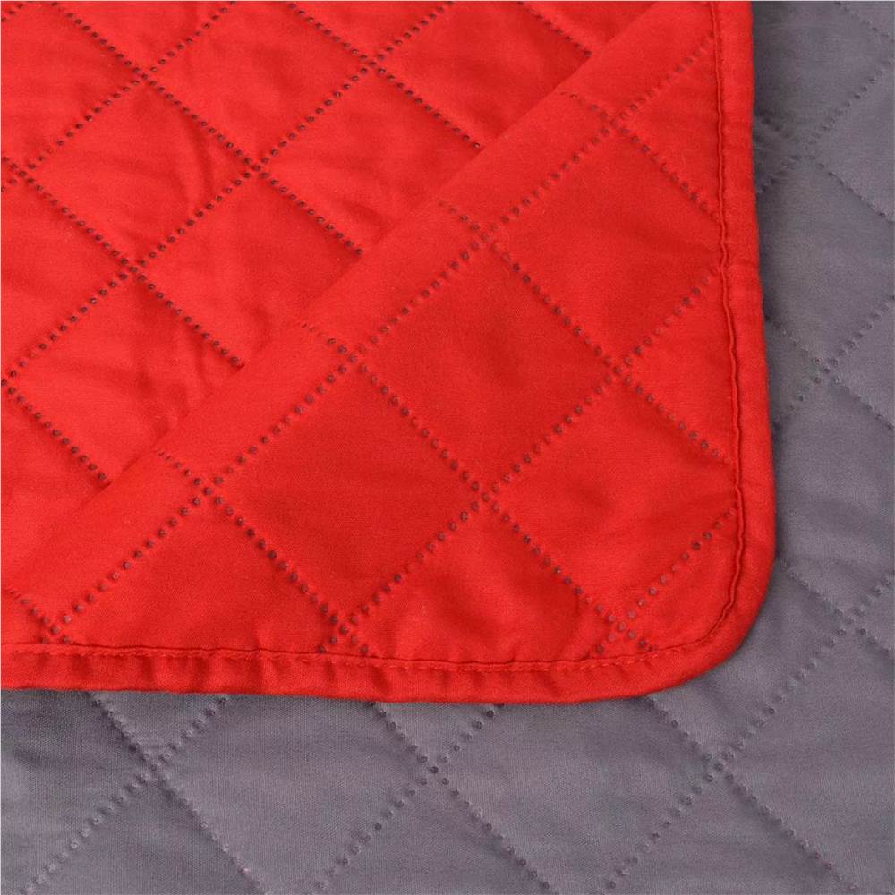 Double-sided Quilted Bedspread Red and Grey 230x260 cm