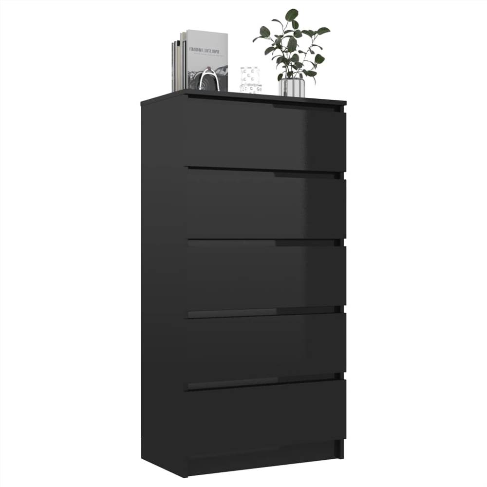 Drawer Sideboard High Gloss Black 60x35x121 cm Chipboard