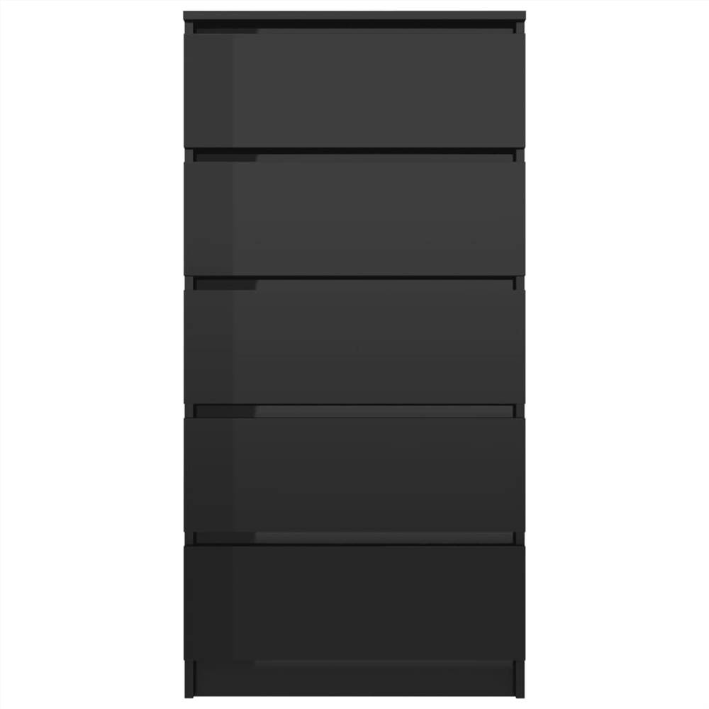 Drawer Sideboard High Gloss Black 60x35x121 cm Chipboard