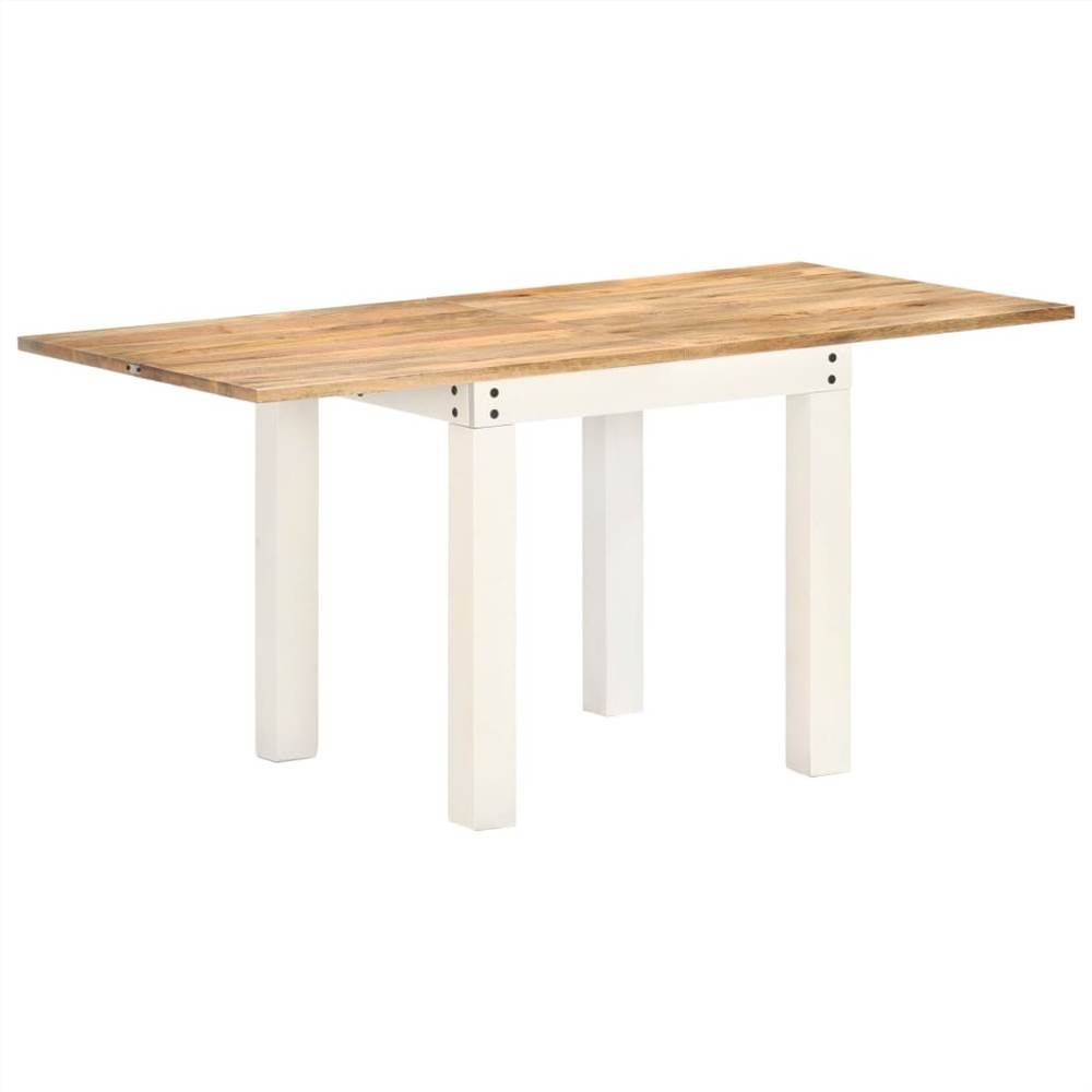Extendable Dining Table White 82x(80-160)x76cm Solid Mango Wood