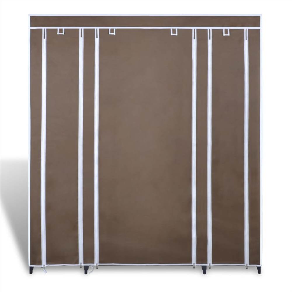 Fabric Wardrobe With Compartments And Rods 45x150x176 Cm Brown 8 Fabric Wardrobe with Compartments and Rods 45x150x176 cm Brown