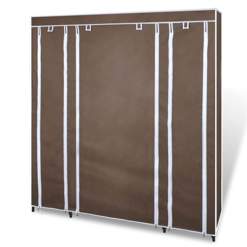 Fabric Wardrobe With Compartments And Rods 45x150x176 Cm Brown 9 Fabric Wardrobe with Compartments and Rods 45x150x176 cm Brown