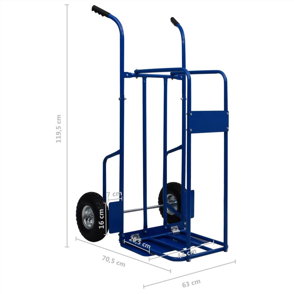 Firewood Trolley Steel 63x70.5x119.5 cm 120 kg Blue