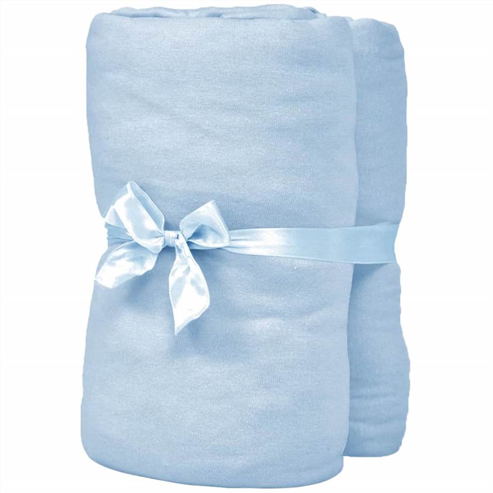 Fitted Sheets for Cots 4 pcs Cotton Jersey 70x140 cm Light Blue