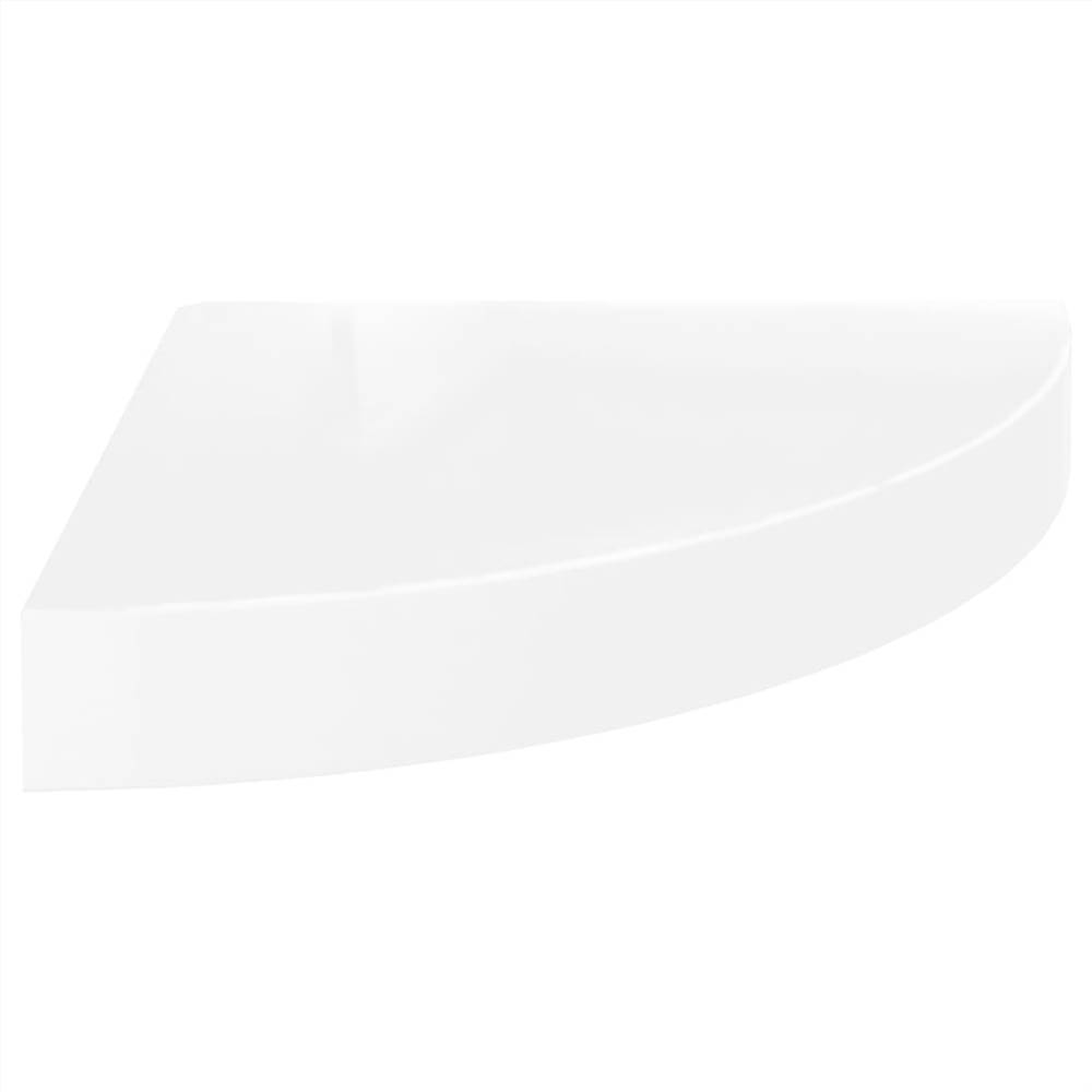 Floating Corner Shelf High Gloss White 25x25x3.8 cm MDF