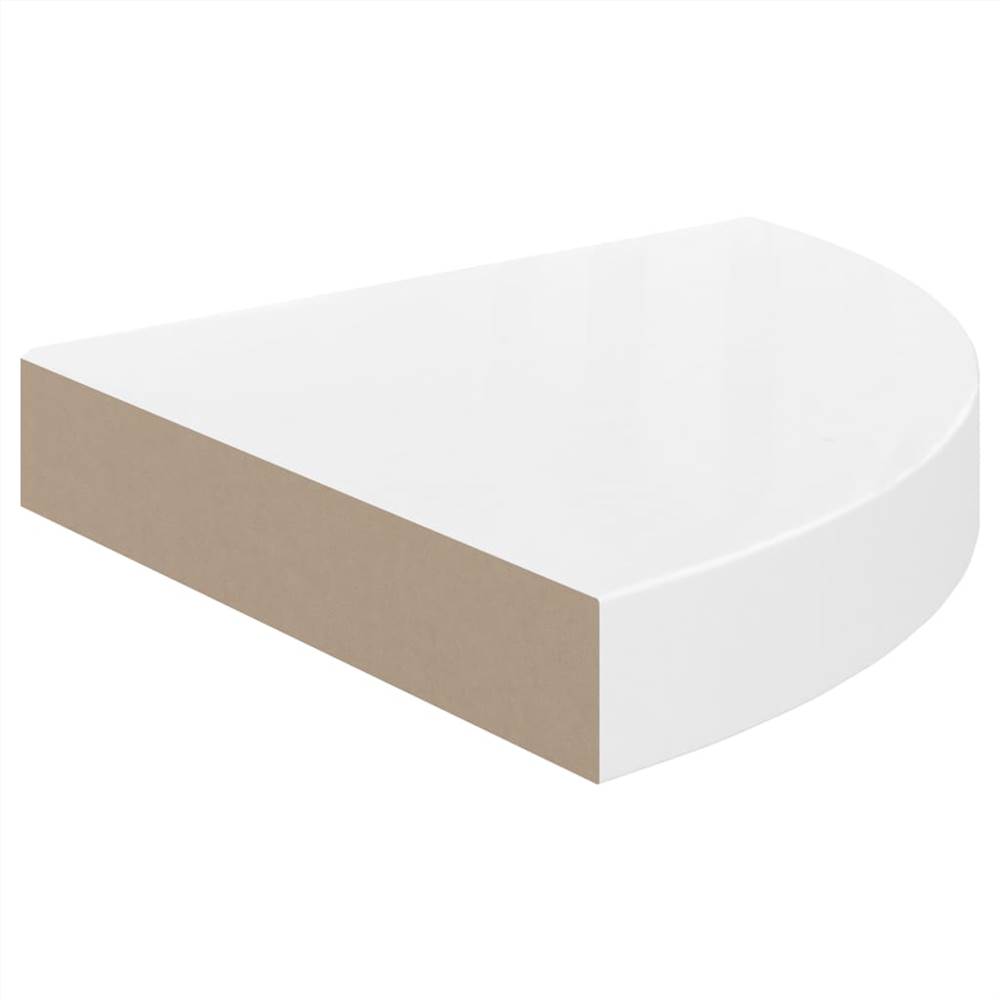 Floating Corner Shelf High Gloss White 25x25x3.8 Cm MDF