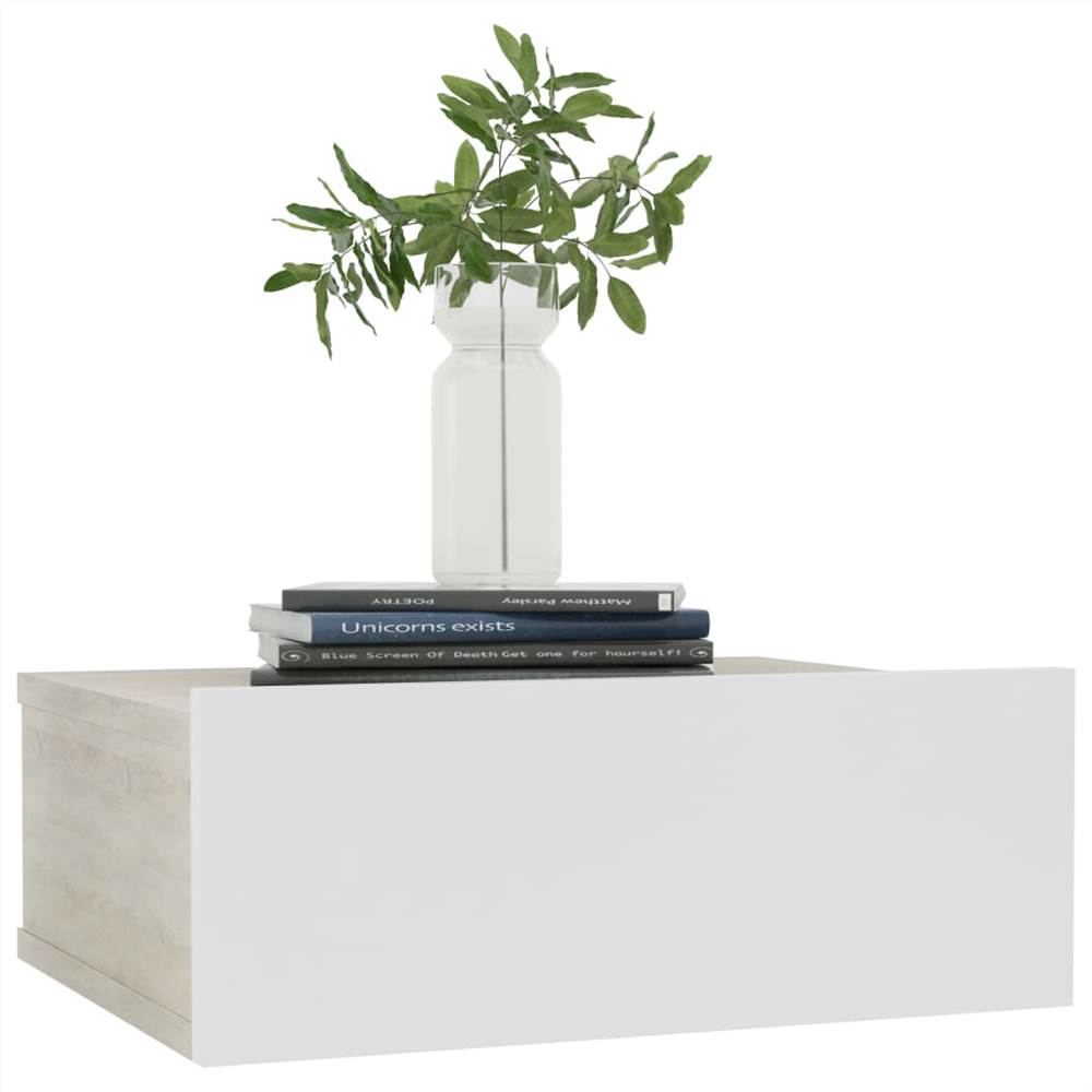 Floating Nightstand White and Sonoma Oak 40x30x15 cm Chipboard