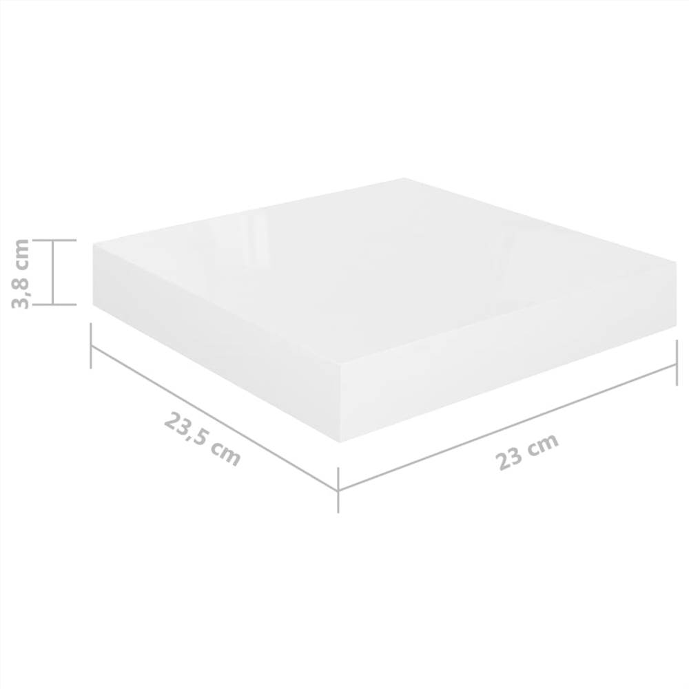 Floating Wall Shelves 2 pcs High Gloss White 23x23.5x3.8 cm MDF