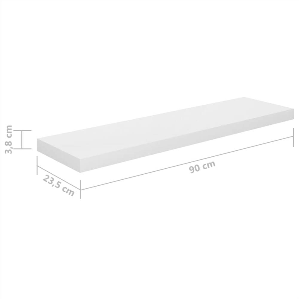 Floating Wall Shelves 4 pcs High Gloss White 90x23.5x3.8 cm MDF